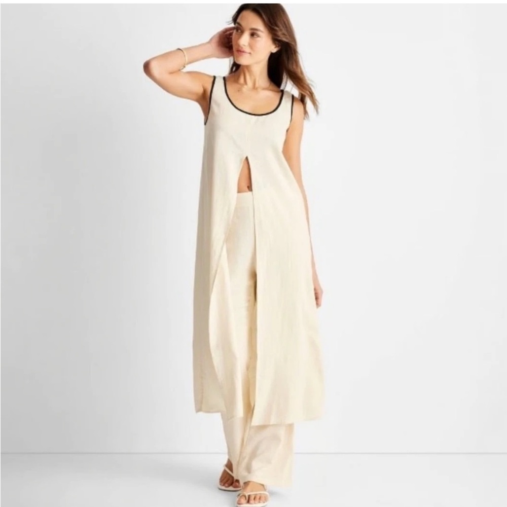 NWT Linen Front Slit Maxi Tank S